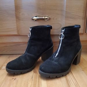 OFFICE London Aida black ring zip platform boots